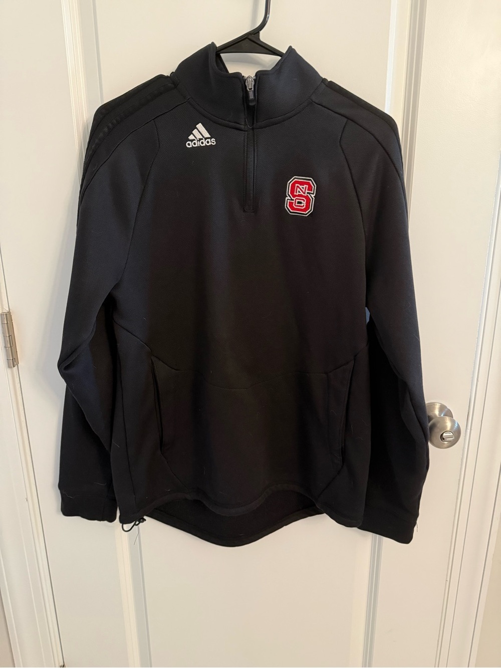adidas Black Climawarm Half-Zip Jacket with Red Accents